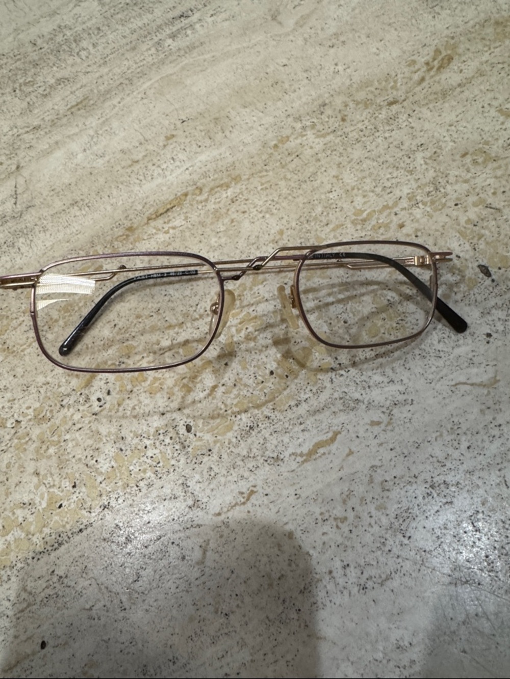 Rectangular Metal Frame Eyeglasses in Rose Gold by Taxi